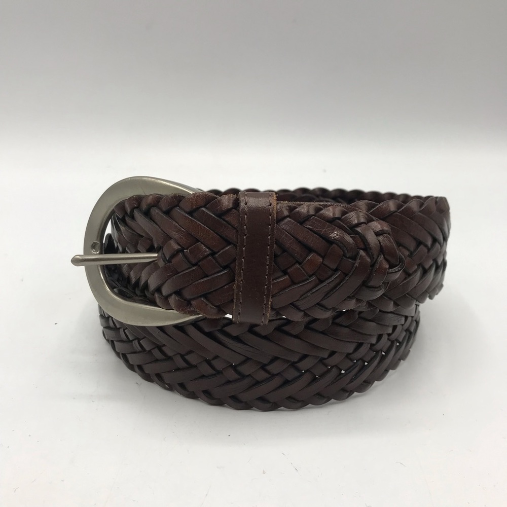 COACH 8519 Leather Braided Belt Silver Buckle Size Medium 35” from buckle to end